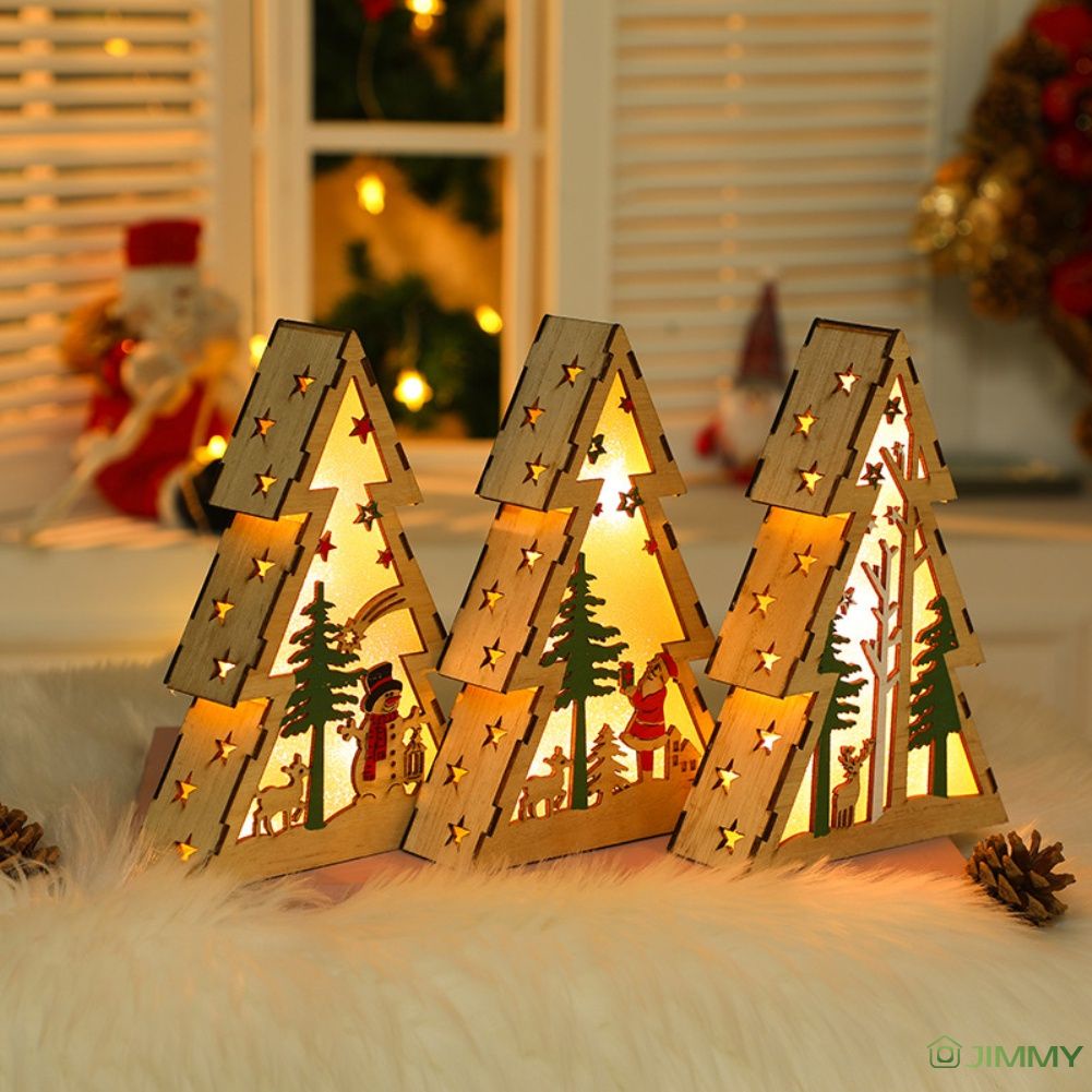 Đèn ngủ hình ngôi sao năm cánh bằng gỗ dùng trang trí Giáng Sinh