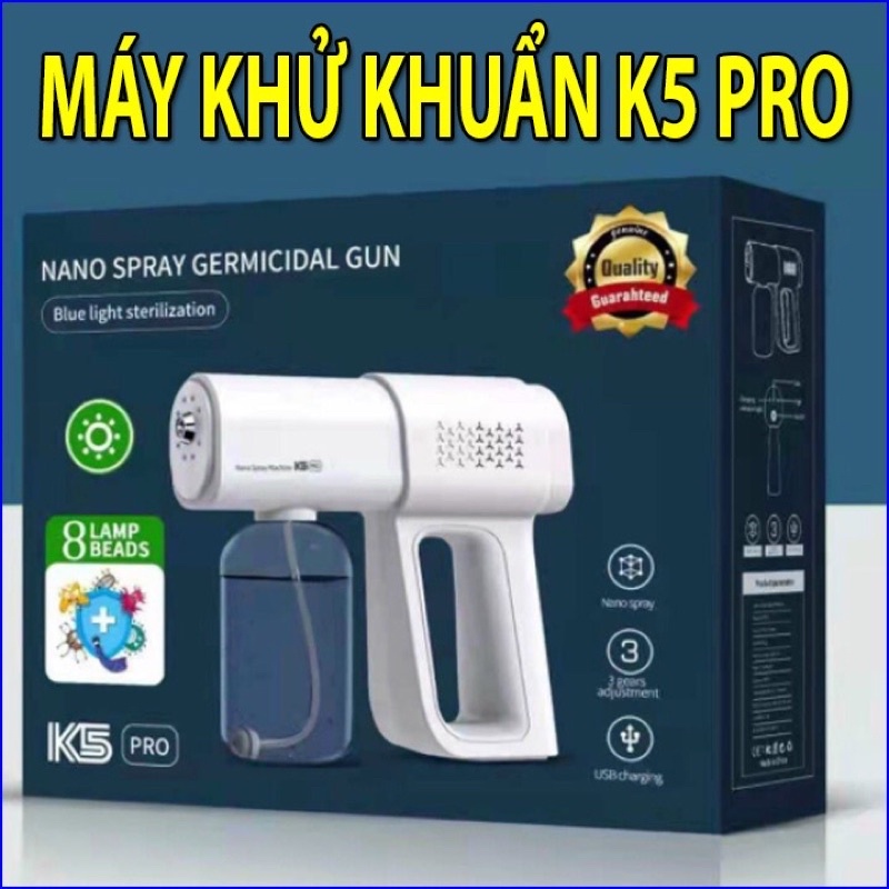 [K5 Pro] Máy xịt khuẩn cầm tay kiểu dáng súng phun tia Nano có 8 Led UV model K5-Pro