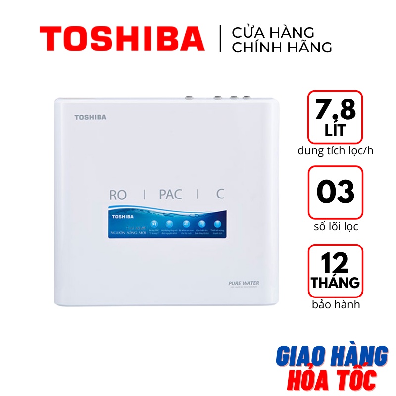 Máy lọc nước RO Toshiba TWP-N1686UV(W1) thiết kế nhỏ gọn hệ 3 lõi lọc màu trắng - Bảo hành hãng 12 tháng