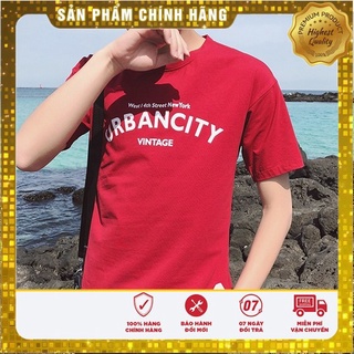 Áo Thun Cotton Tay Lỡ Urban City Đỏ Thiết Kế Trẻ Trung