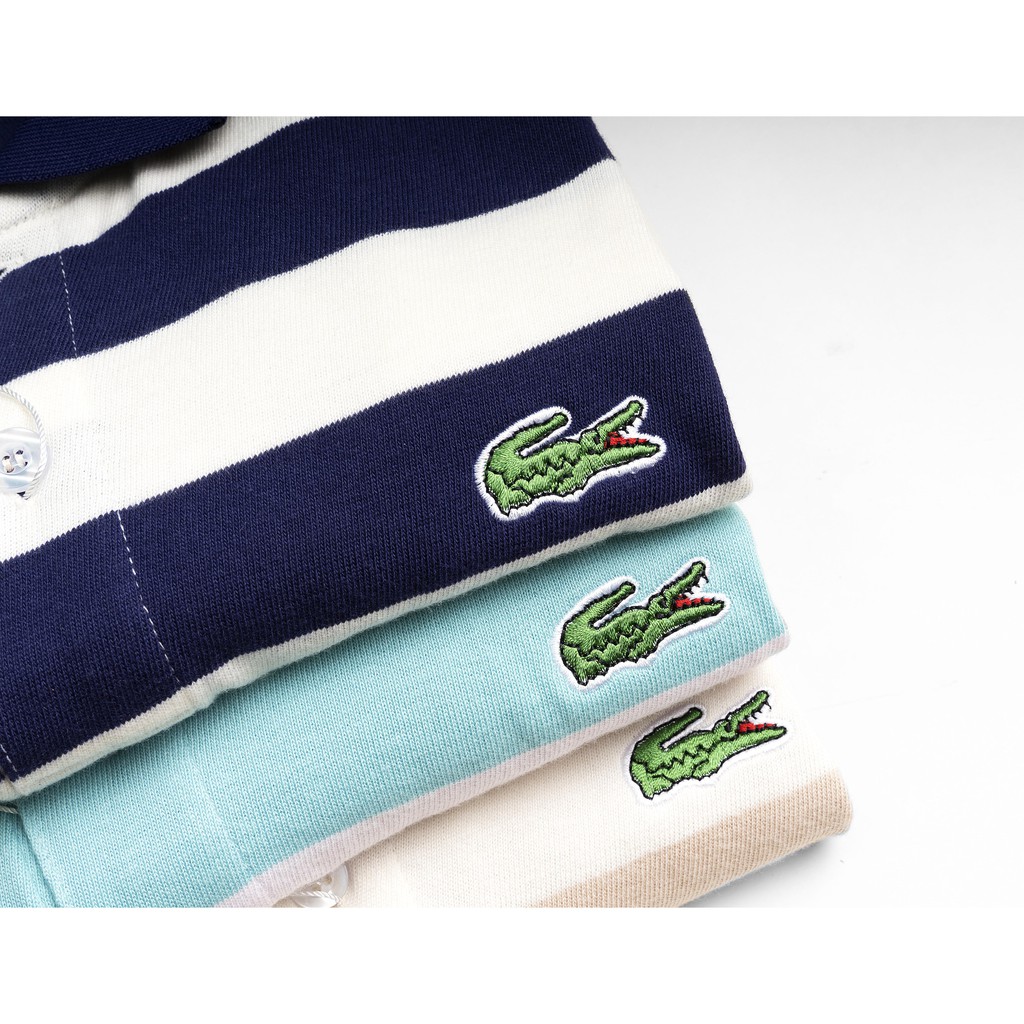 Áo thun nam POLO Cá Sấu tay ngắn kẻ ngang màu Vàng Kem vải cotton chất lượng cao cấp xuất khẩu - Thời Trang Đẳng Cấp