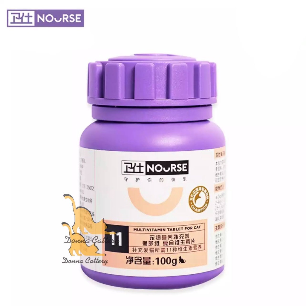 [No.11] NOURSE - VIÊN VITAMIN TỔNG HỢP CHO MÈO LỌ 200 VIÊN