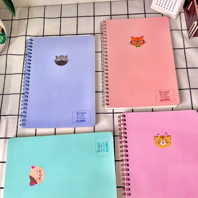 Vở Klong A5 Caro 120 trang bìa nhựa lò xo kép bìa màu Pastel - tập sổ Klong