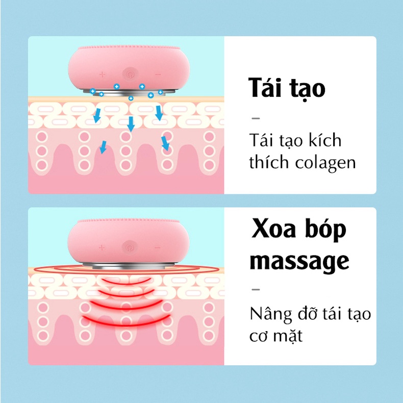 Máy rửa mặt mini đẩy tinh chất massage mặt kèm chế độ nâng cơ mặt 4 chức năng