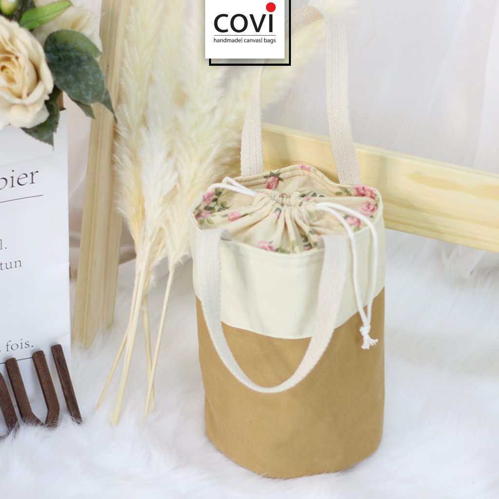 Túi cơm 2 màu Vải Canvas Thương Hiệu Covi