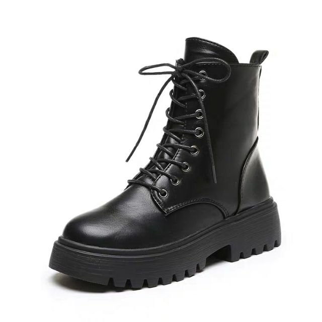 Bốt Boots da cao cổ nữ buộc dây kiểu dáng cổ điển thanh lịch trẻ trung | Boots