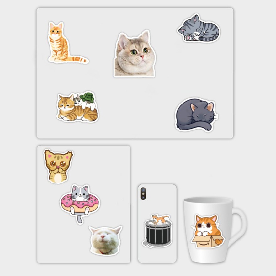 Set 100/ 50/ 25/ 10 miếng dán mèo kitty dễ thương dùng để trang trí