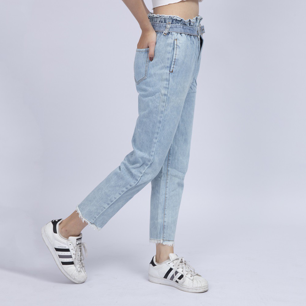 Quần Jean Nữ Begy Cạp Cao Phối Dây Nịt Jean Co Thời Trang Cao Cấp Giãn QR01. InsideShop.05