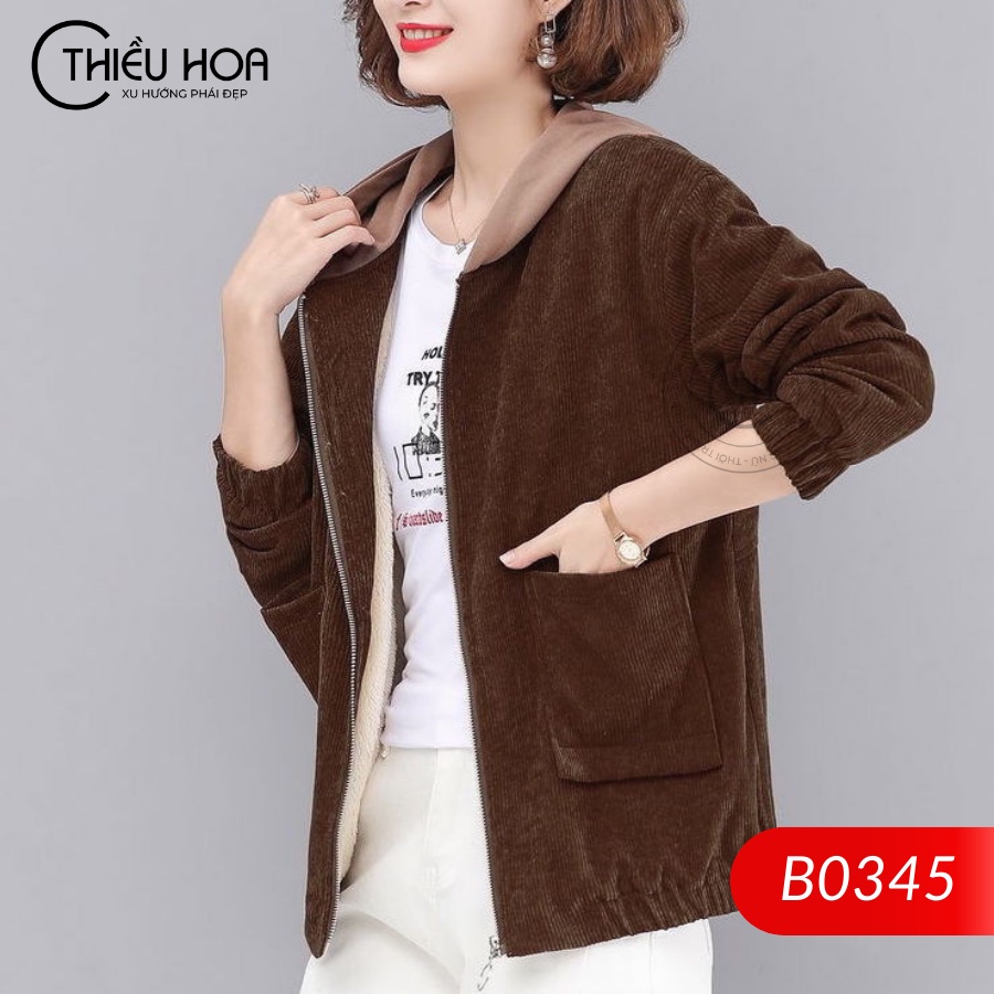 Áo khoác trung niên Thiều Hoa chất liệu Thun gân thiết kế bắt mắt, sang trọng B0345