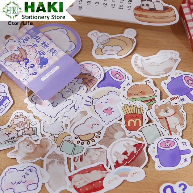 Sticker cute động vật dễ thương HAKI, hình dán cute 45 sticker đáng yêu giá rẻ ST12