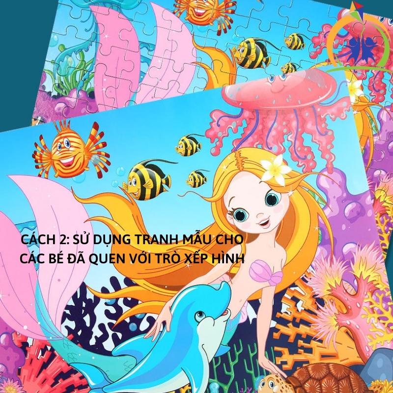 Đồ chơi xếp hình cho bé GenKids Tranh ghép hình bằng gỗ 100 mảnh có tranh hướng dẫn và hộp đựng cao cấp