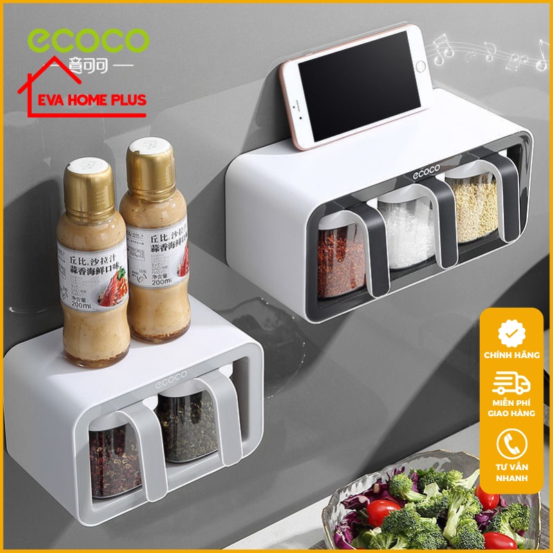 Hộp đựng gia vị treo tường ECOCO chính hãng, kệ gia vị nhà bếp chống ẩm mốc E2007