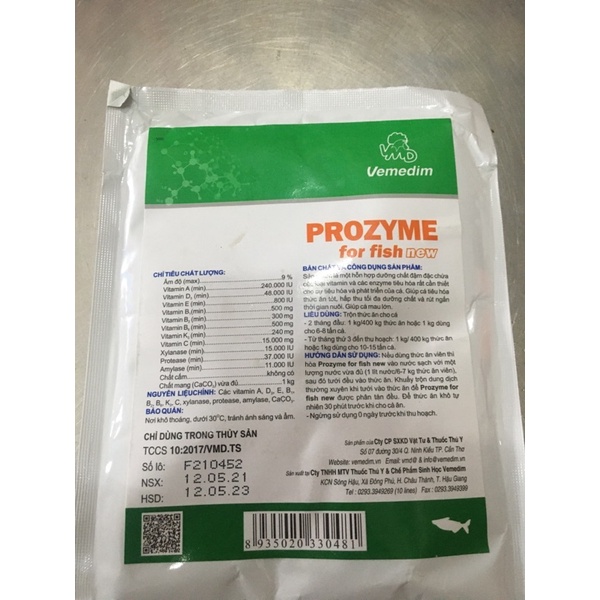 Prozym for fish , men tiêu hoá cho cá 100g/ gói