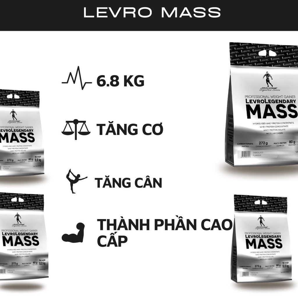 LEVRO LEGENDARY MASS 6.8KG - TĂNG CÂN NHANH GIÁ SINH VIÊN - PHÁT TRIỂN CƠ BẮP - BỊCH LỚN SIÊU TIẾT KIỆM