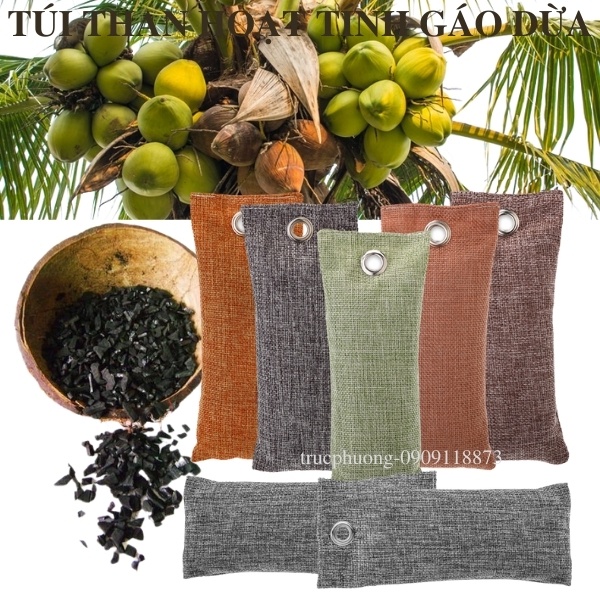 Túi than hoạt tính gáo dừa gói 100 gram khử mùi ô tô, xe hơi, khử mùi nấm mốc, kháng khuẩn, lọc không khí | BigBuy360 - bigbuy360.vn