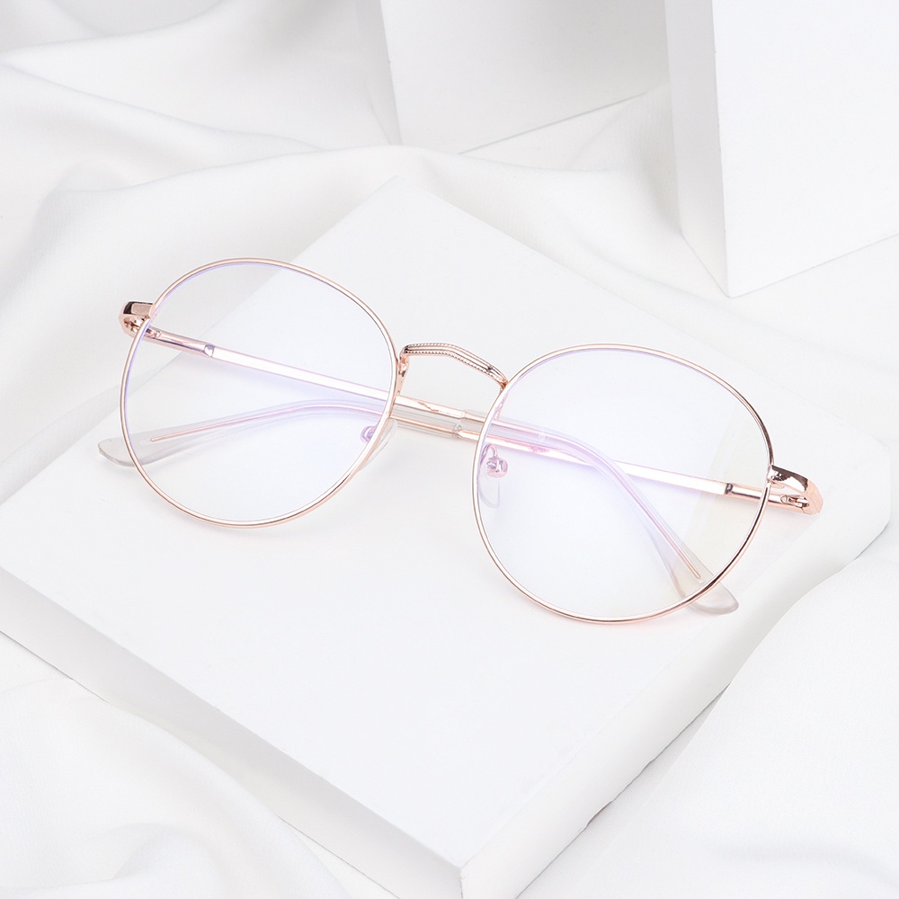 Mắt kính gọng kim loại tròn chống ánh sáng xanh thời trang cho nam và nữ