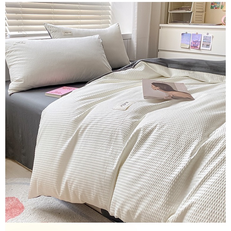 Bộ Drap giường Và Vỏ Gối Họa Tiết Waffle Thời Trang Bốn Mùa