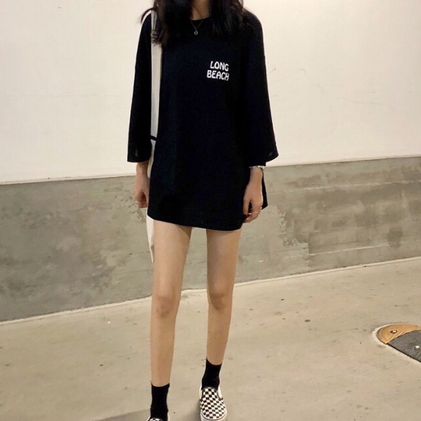 Áo phông nam nữ Long Beach BIGOMALL - Áo thun unisex ngắn tay Freesize 55kg