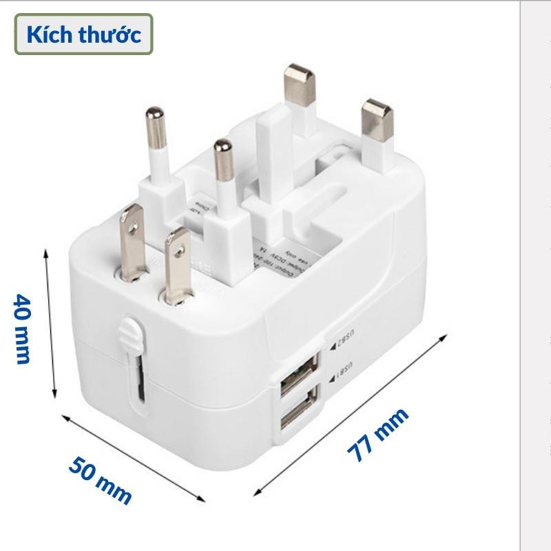 Ổ Cắm Điện Đa Năng Thông Minh Phích Cắm Chuyển Đổi Với 2 Cổng USB Bugu HHT202