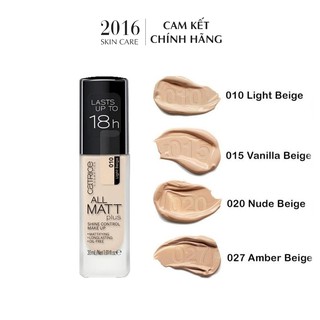 Kem nền CATRICE ALL MATT PLUS 18h Dành Cho Da Dầu, Hỗn Hợp Thiên Dầu (30ml) - 2016 Skincare