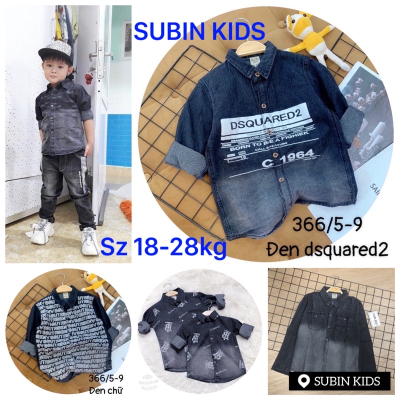 Áo sơ mi jeans bé trai bé gái demin SZ 18-28kg áo sơ mi bò trẻ em phong cách Hàn SMJ006, SMJ004, SMJ011, SMJ010, SMJN23