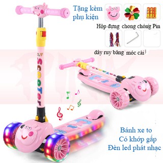 Xe trượt scooter xịn xò bánh to, có đèn phát sáng, chịu lực 100kg