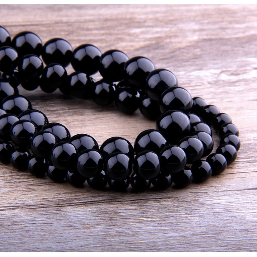 DIY Imitation Black Onyx Beads 4 / 6 / 8 / 10 / 12mm for Making Accessories