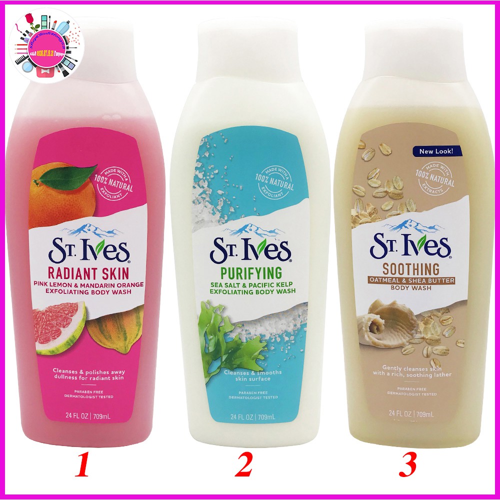Sữa tắm ST.Ives dưỡng ẩm tẩy tế bào chết và làm chống lão hóa da 650ml Mỹ