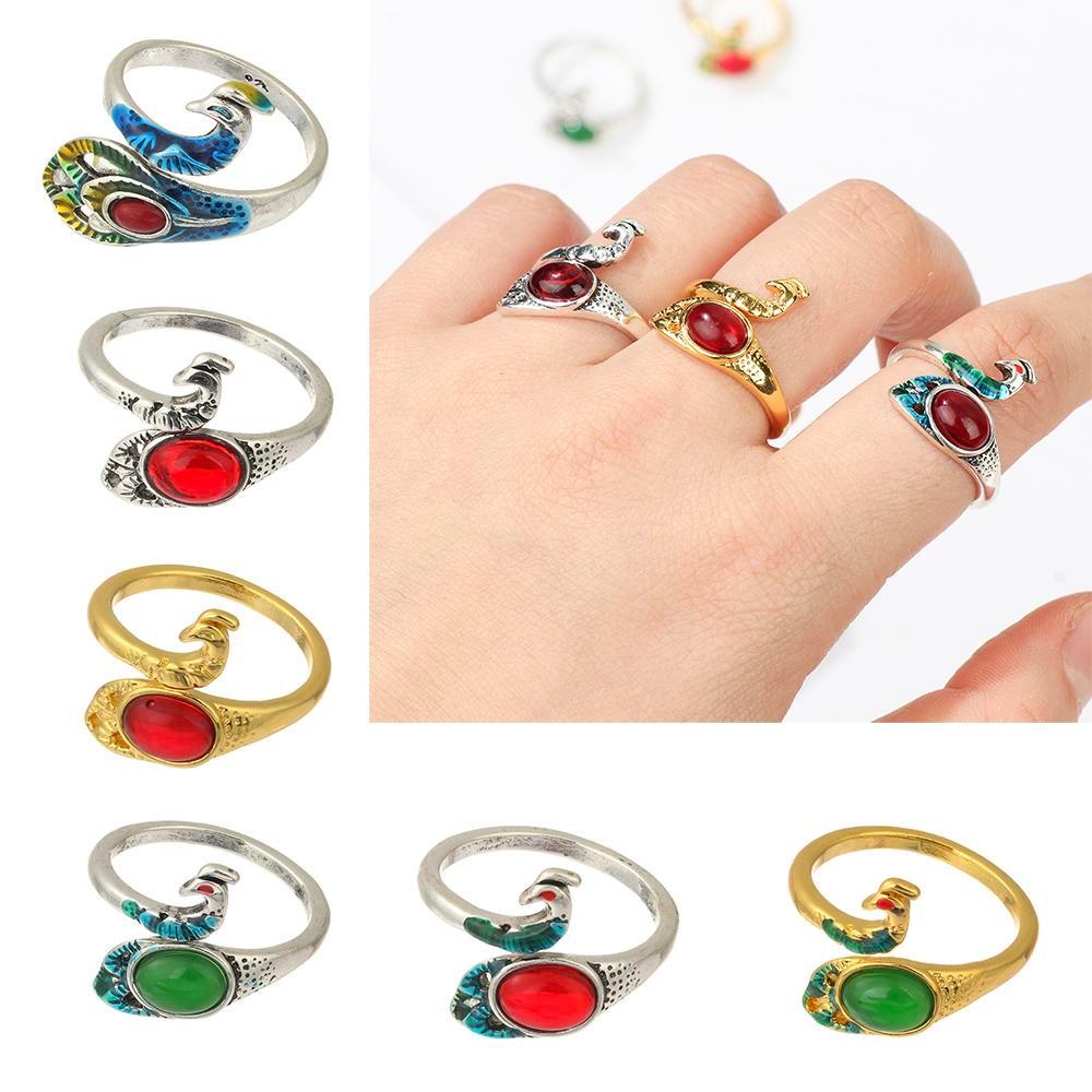 Nhẫn Đan Len Hình Chim Công Có Thể Điều Chỉnh Kích Cỡ