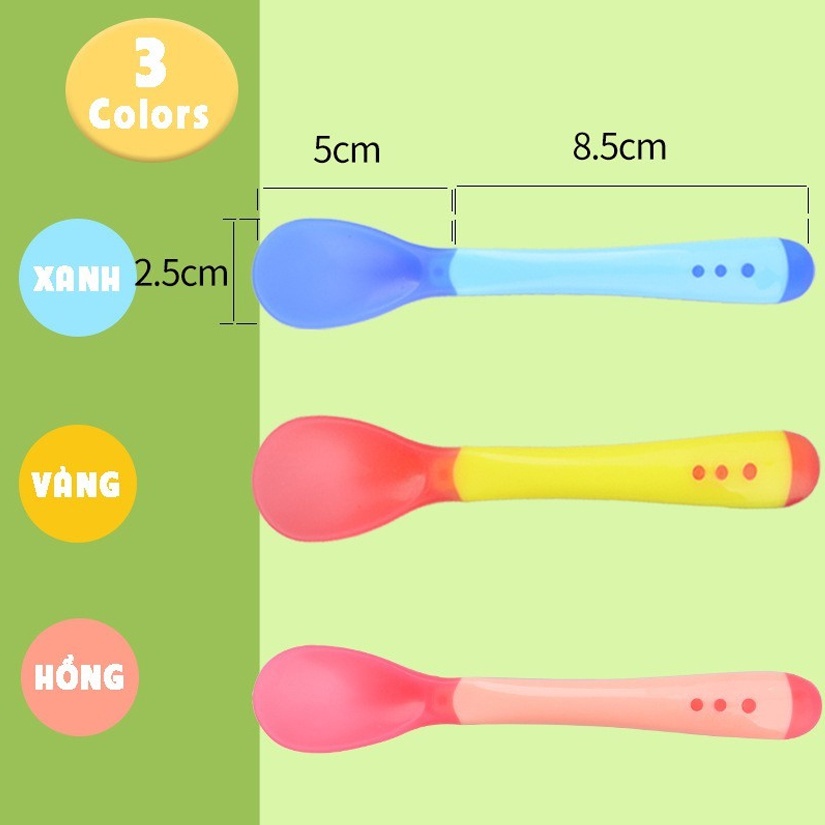 Muỗng Ăn Dặm - Thìa báo nóng cho bé ăn dặm an toàn bằng silicon - Thìa ăn dặm cảm ứng nhiệt