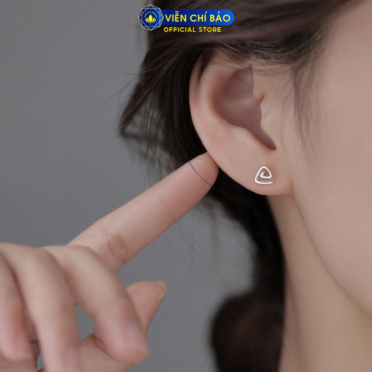 Bông tai bạc nữ xoắn tam giác cá tính chất liệu bạc 925 thời trang phụ kiện trang sức nữ Viễn Chí Bảo E030