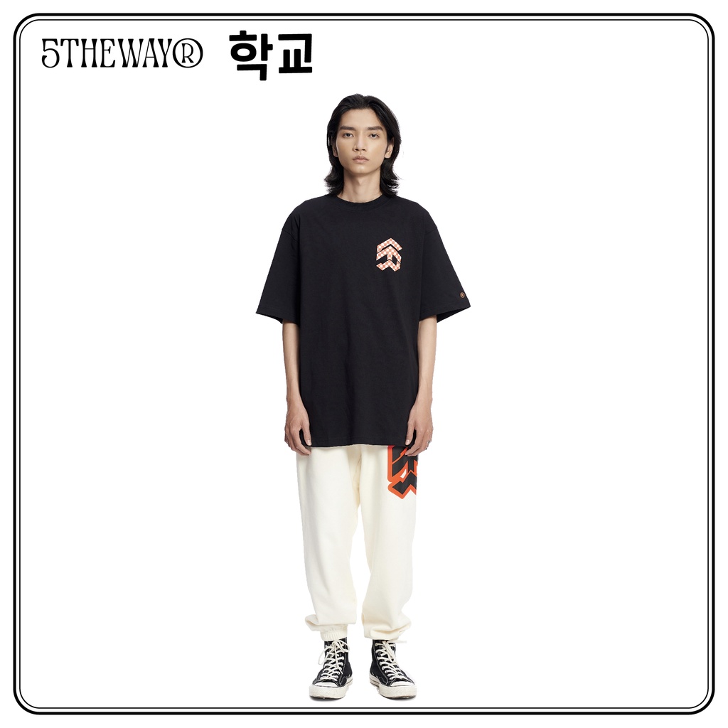 Áo thun 5THEWAY /checkerboard/ New Tee hoạ tiết Caro Màu Đen BLACK