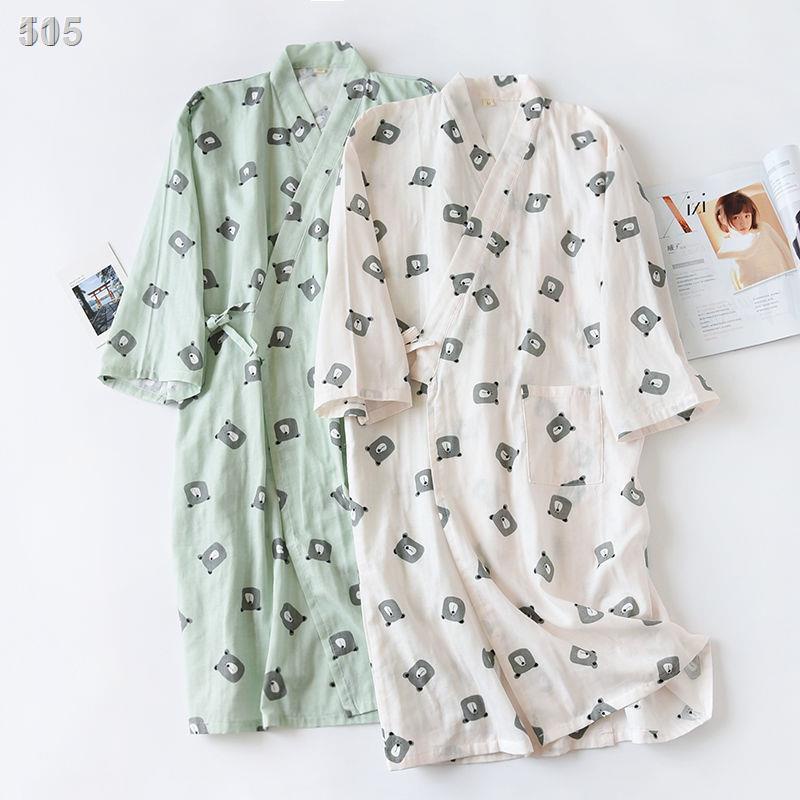 【giá rẻ】Váy ngủ Kimono áo choàng cho nữ vào mùa hè, kiểu tay dài ren chéo phong cách Nhật Bản