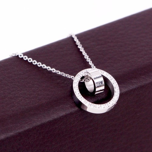 Dây Chuyền Titan Ko Đen Hình Vòng Tròn Đính Đá Nhân Tạo TT 2798