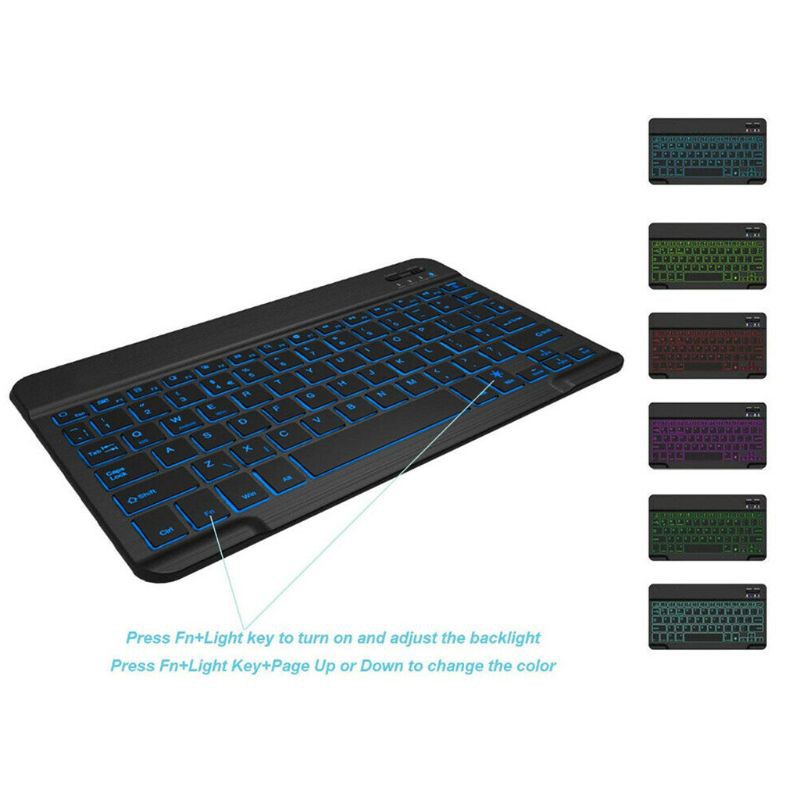 Rechargeable Wireless Bluetooth Keyboard with 7 Colors LED Backlight for iPad iPhone Laptop PC Tablet