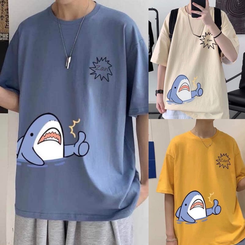 Áo thun FORM RỘNG in hình cá mập Áo thun nam nữ