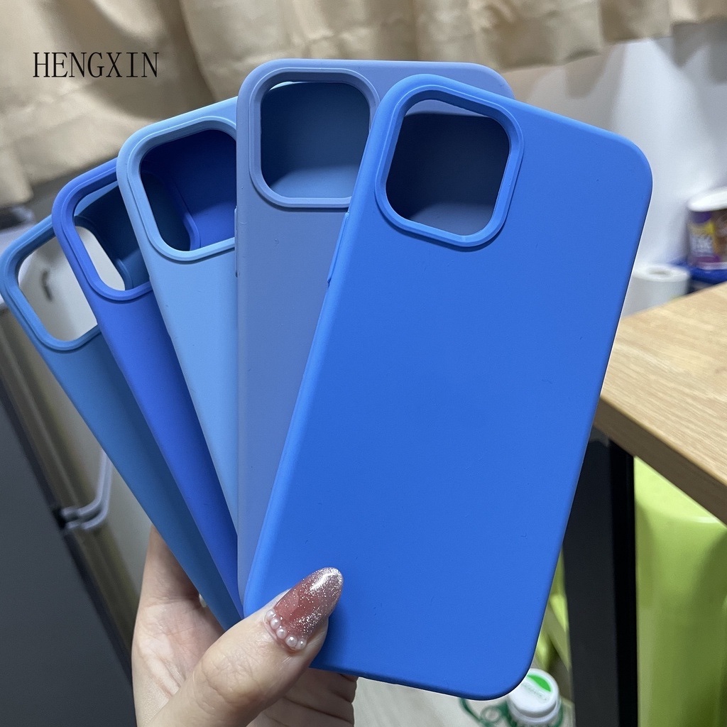 Ốp điện thoại silicon xanh dương thích hợp cho ip SE2020 6 7 8 XS XR XSMAX 11 11PRO 11PROMAX 12 12PRO 12PROMAX