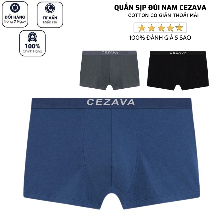 Quần Sịp đùi Nam cao cấp Boxer CEZAVA cotton co giãn thoải mái