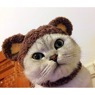 Nón len cho thú cưng NÓN GẤU NÂU XÙ handmade cho PET chó, mèo,. thỏ, chuột ú.....