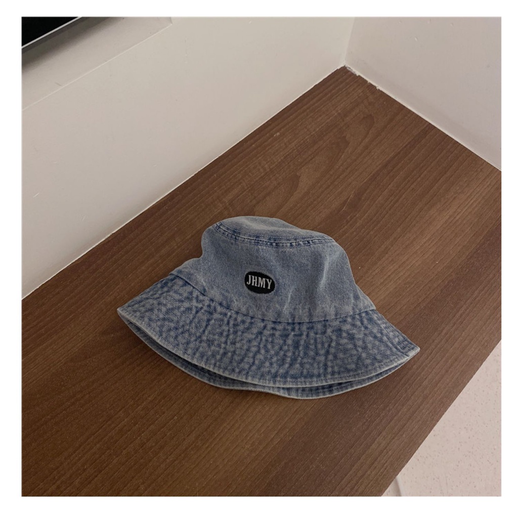 Nón Vành Denim Thêu Chữ Phong Cách Hàn Quốc Mới Cho Nữ