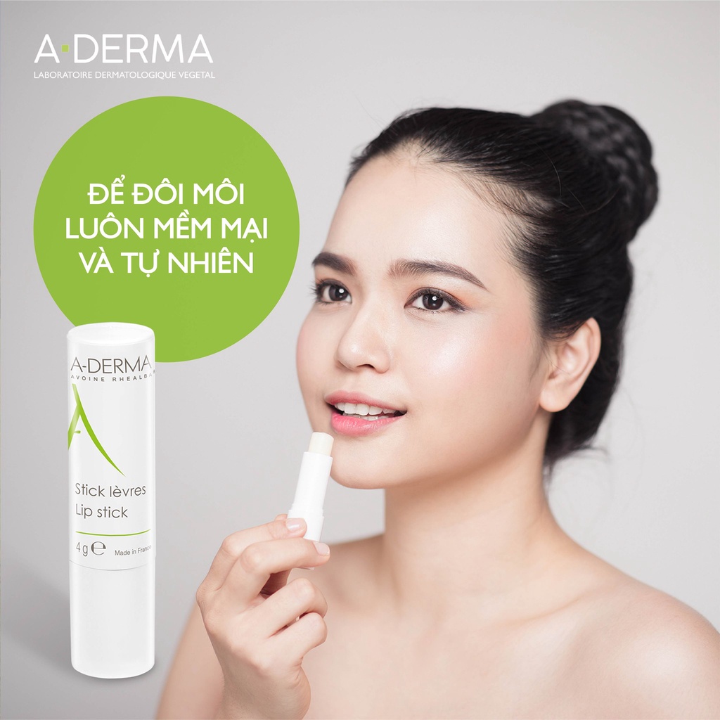 Son dưỡng không màu A-DERMA Lip Stick 4g – Giúp giữ ẩm và bảo vệ môi, giảm khô môi, nẻ môi, giữ môi luôn hồng mịn