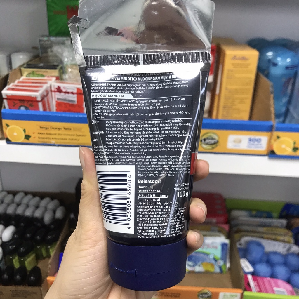 Sữa rửa mặt nam NIVEA Men Sửa rửa mặt nam giới SRM Nivea men Bright 8H/Extra White/Detox Mud 100g