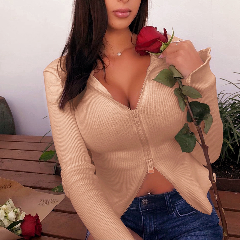 Áo Cardigan Dệt Kim Tay Dài Phối Khoá Kéo Cho Nữ | BigBuy360 - bigbuy360.vn