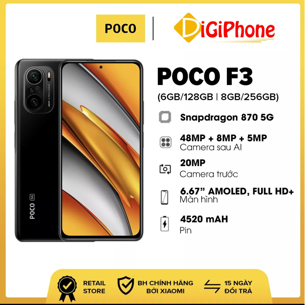 Điện thoại Xiaomi POCO F3 (6GB/128GB | 8GB/256GB) - Chính hãng Bảo hành 18 tháng