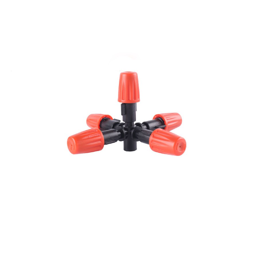 Bộ 10 chân nối béc 5 hướng nối với chân ren 21mm và đầu béc cam tưới cây