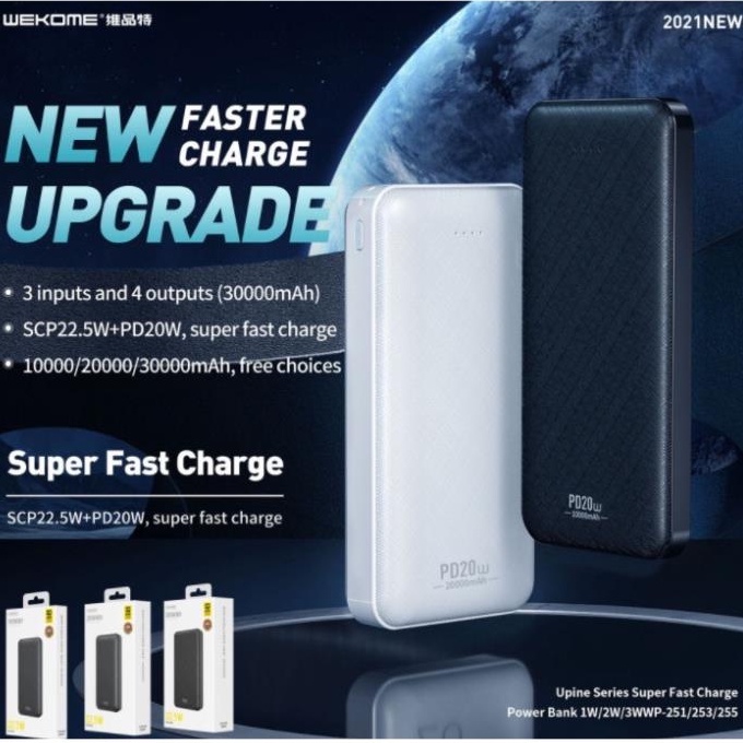 Pin Sạc Dự Phòng chính hãng WK  WP 253  / WP 255 , 22,5W / PD 20W, WP 168 chính hãng BH 12 tháng