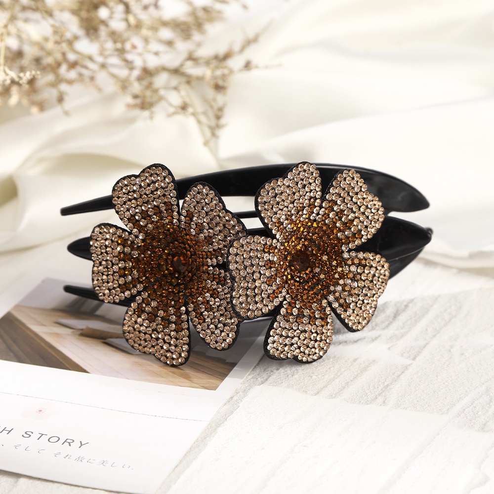 Kẹp tóc Haimeikang hình hoa đính đá nhiều màu sắc thời trang thanh lịch cho nữ