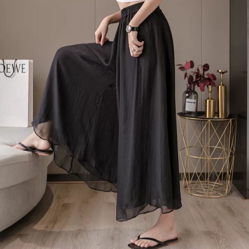 Quần Voan Ống Rộng Hai Lớp Phong Cách Mới Mùa Hè Cho Nữ @ -