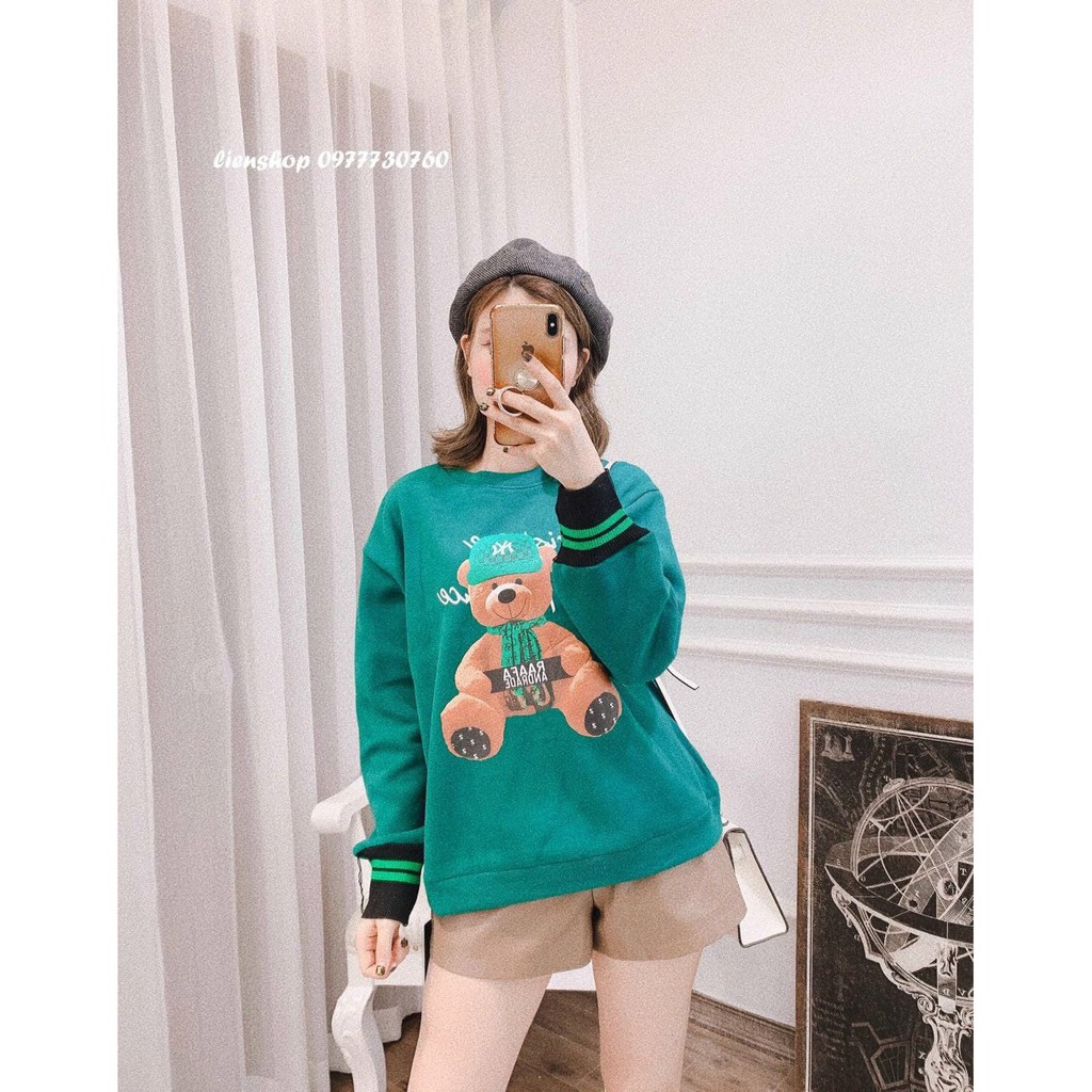 Áo dài tay nỉ gấu bông