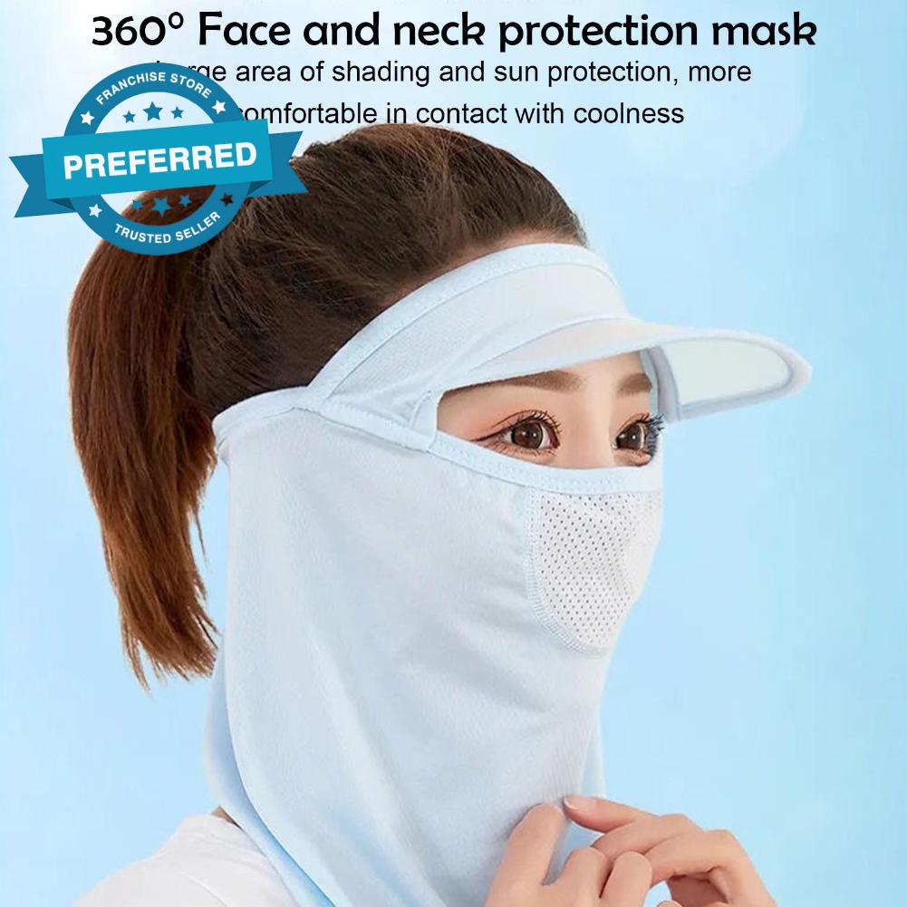 Mũ Chống Nắng Kèm Khẩu Trang Lụa Lạnh Thoáng Khí Thời Trang Mùa Hè G4L7